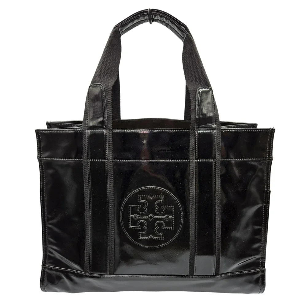 Tory Burch Black Patent Leather Tote Bag‎ Purse Shoulder Bag